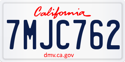 CA license plate 7MJC762