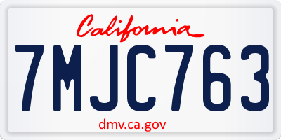 CA license plate 7MJC763