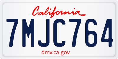 CA license plate 7MJC764