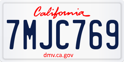 CA license plate 7MJC769