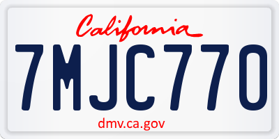 CA license plate 7MJC770