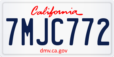 CA license plate 7MJC772