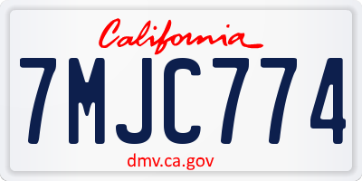CA license plate 7MJC774