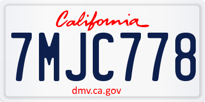 CA license plate 7MJC778