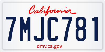 CA license plate 7MJC781