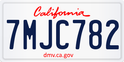 CA license plate 7MJC782