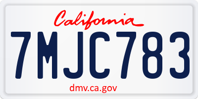 CA license plate 7MJC783