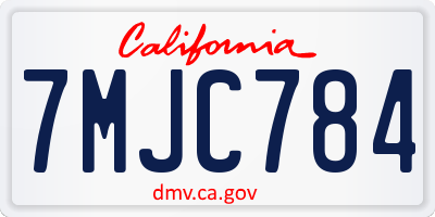 CA license plate 7MJC784