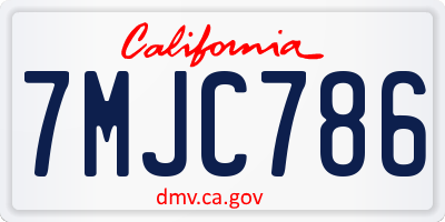 CA license plate 7MJC786