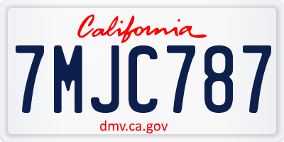 CA license plate 7MJC787