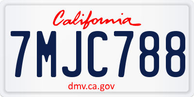 CA license plate 7MJC788