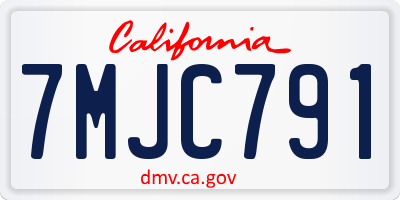 CA license plate 7MJC791