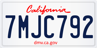 CA license plate 7MJC792