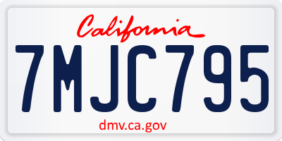 CA license plate 7MJC795