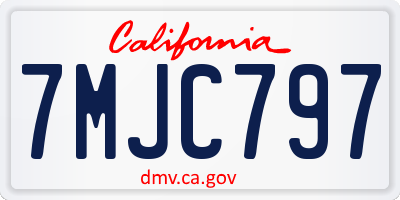 CA license plate 7MJC797