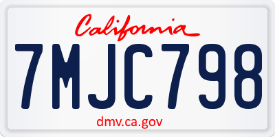CA license plate 7MJC798