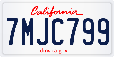 CA license plate 7MJC799