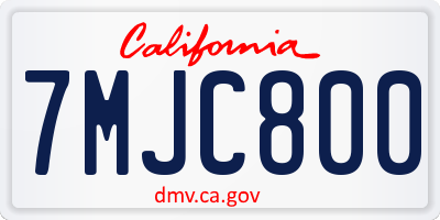 CA license plate 7MJC800