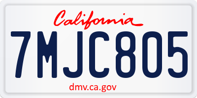 CA license plate 7MJC805
