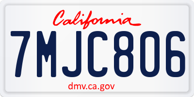 CA license plate 7MJC806