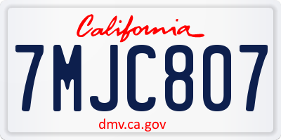 CA license plate 7MJC807