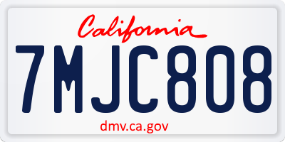 CA license plate 7MJC808