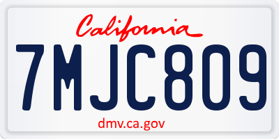 CA license plate 7MJC809