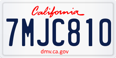 CA license plate 7MJC810