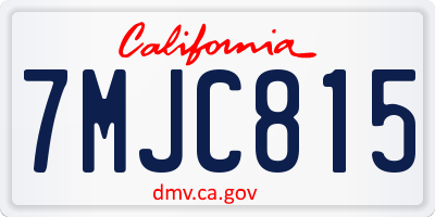 CA license plate 7MJC815