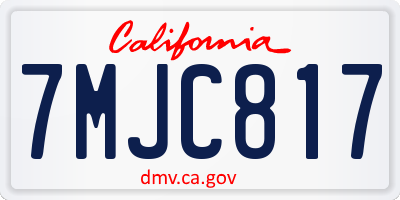 CA license plate 7MJC817