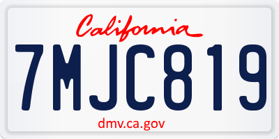 CA license plate 7MJC819