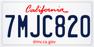 CA license plate 7MJC820