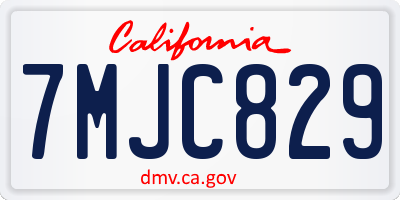 CA license plate 7MJC829