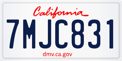 CA license plate 7MJC831