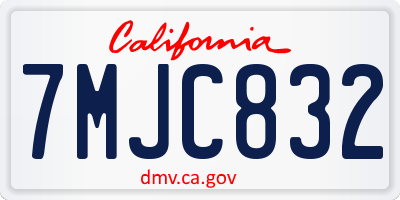 CA license plate 7MJC832