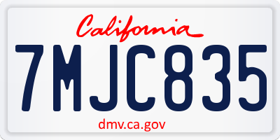 CA license plate 7MJC835