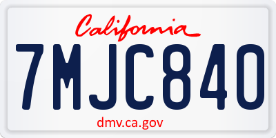CA license plate 7MJC840