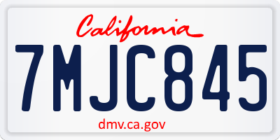 CA license plate 7MJC845