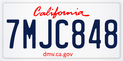 CA license plate 7MJC848