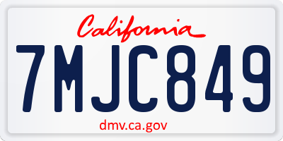 CA license plate 7MJC849