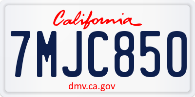 CA license plate 7MJC850