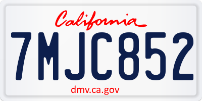 CA license plate 7MJC852