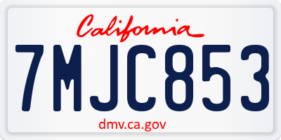 CA license plate 7MJC853