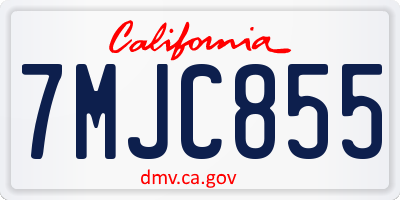 CA license plate 7MJC855