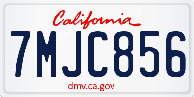 CA license plate 7MJC856