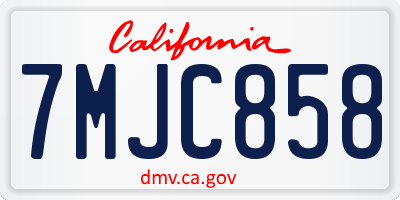 CA license plate 7MJC858