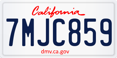 CA license plate 7MJC859