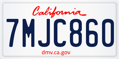 CA license plate 7MJC860