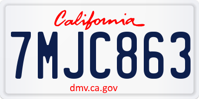 CA license plate 7MJC863
