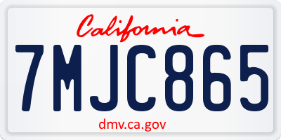 CA license plate 7MJC865